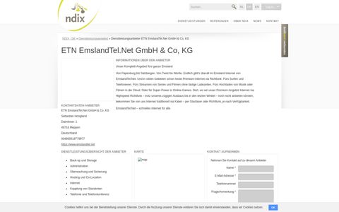 Dienstleistungsanbieter ETN EmslandTel.Net GmbH & Co, KG ...