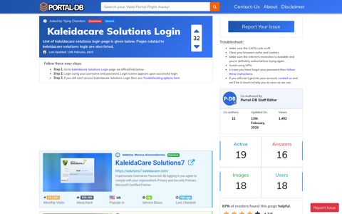 Kaleidacare Solutions Login - Portal-DB.live