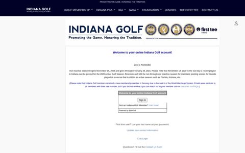 Member Login - Indiana Golf Tournament Schedules - BlueGolf