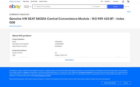Genuine VW SEAT SKODA Central Convenience Module ...
