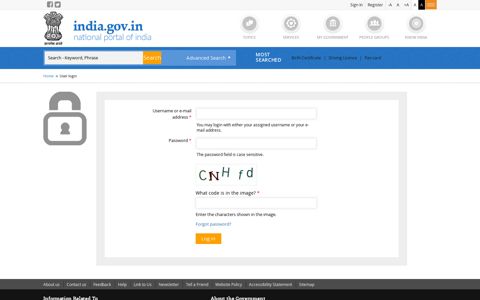 User login - National Portal of India