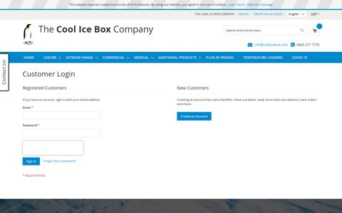 Customer Login The Cool Ice Box