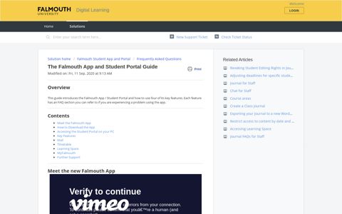 The Falmouth App and Student Portal Guide : Digital Learning