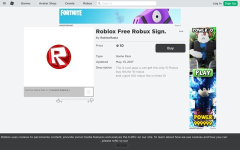 Roblox Free Robux Sign. - Roblox