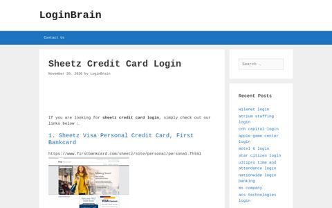 Sheetz Credit Card Sheetz Visa Personal Credit Card, First ...