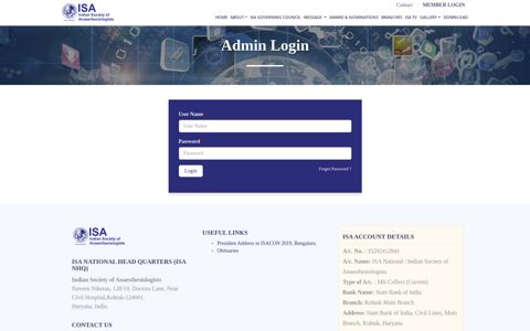 Admin Login - ISA Web Register Form