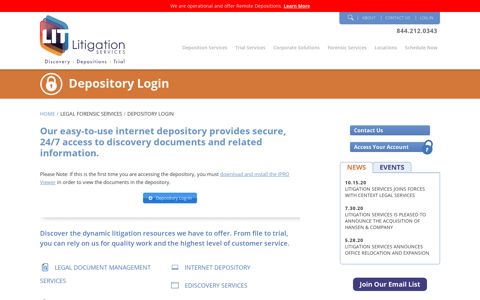 Depository Login - Litigation Services