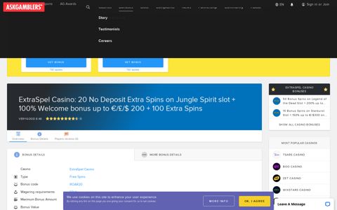 ExtraSpel Casino: 20 No Deposit Extra Spins on Jungle Spirit ...