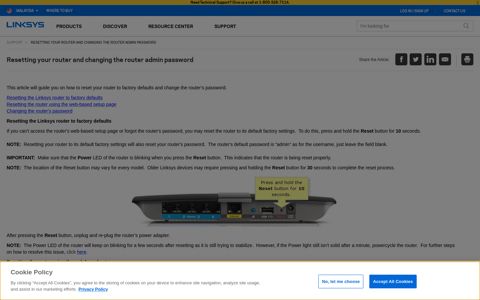 Resetting your router and changing the router admin ... - Linksys
