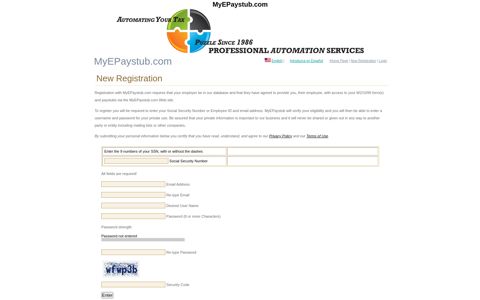 New Registration - Electronic Pay Stubs & W2s (Server ...