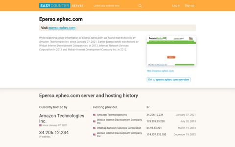 Eperso.ephec.com server and hosting history - Easy Counter