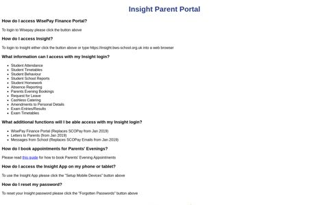 Insight Parent Portal