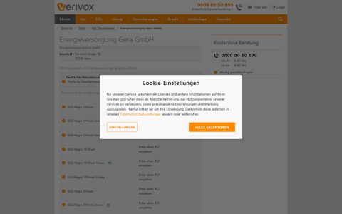 Energieversorgung Gera GmbH - Verivox