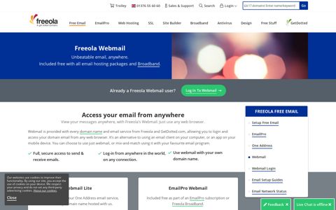Free webmail account. Access your unlimited Freeola email ...