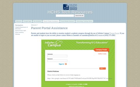 Parent Portal Assistance - HCHS Tech Resources - Google Sites