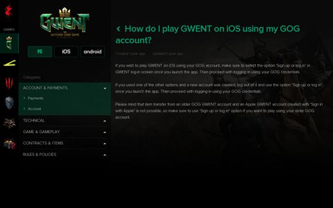 How do I play GWENT on iOS using my GOG account ...