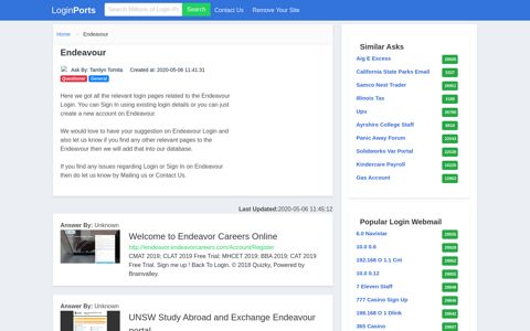 Login Endeavour or Register New Account - LoginPorts