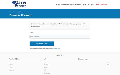 Password Recovery | AfroTender