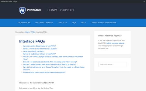 Interface FAQs - LionPATH - Penn State