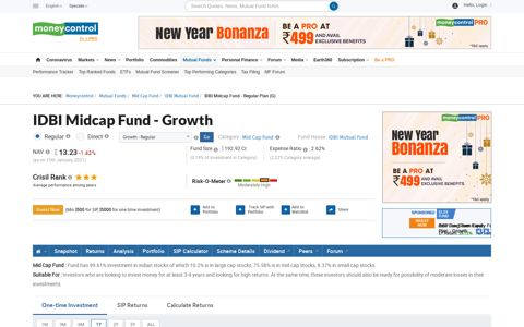 IDBI Midcap Fund - Growth [12.61] | IDBI Mutual Fund ...