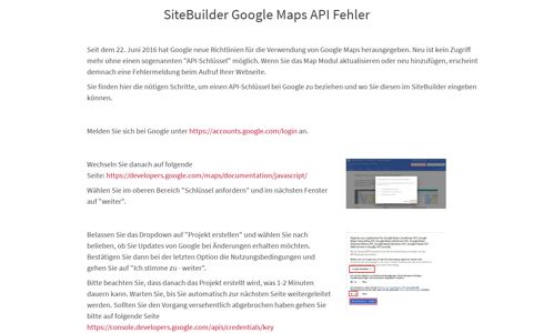 Support: SiteBuilder Google Maps API Fehler - webkeeper
