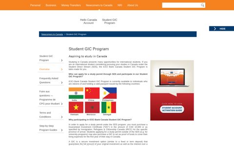 Student GIC Program - ICICI Bank Canada