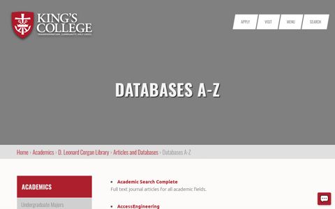 Databases A-Z | King's College