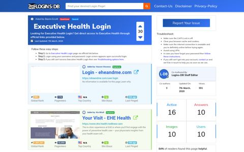 Executive Health Login - Logins-DB