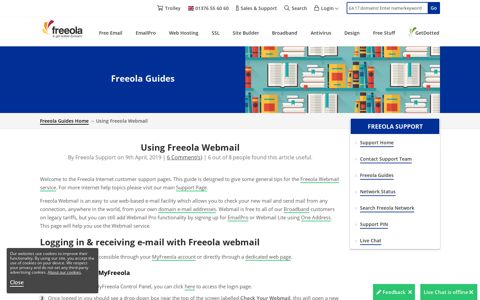 Freeola Help & Support, Freeola webmail, Access e-mails online