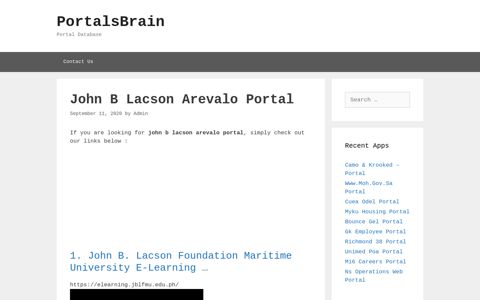 John B Lacson Arevalo Portal - PortalsBrain - Portal Database
