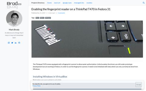 Enabling the fingerprint reader on a ThinkPad T470 in Fedora ...
