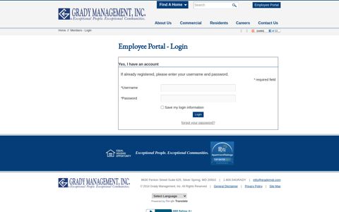 Employee Portal - Login | Grady Management