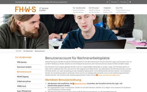 Benutzeraccount :: FHWS - IT Service Center - Hochschule für ...