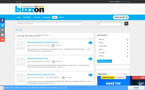 Ad Categories Jobs - Buzzon