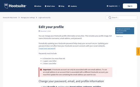 Edit your profile – Hootsuite Help Center