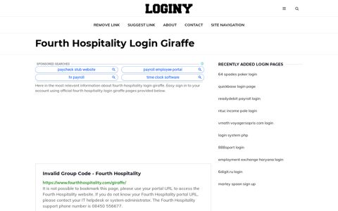 Fourth Hospitality Login Giraffe ✔️ One Click Login - Loginy