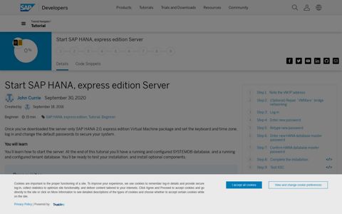 Start SAP HANA, express edition Server