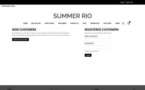 Customer Login - Summer Rio Summer Rio