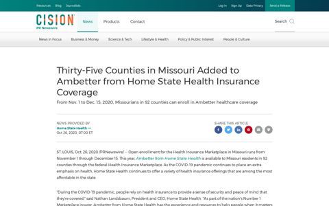 Thirty-Five Counties in Missouri Added to Ambetter from Home ...