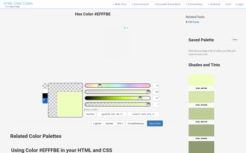 #EFFFBE Hex Color for HTML and CSS