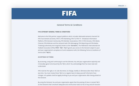 FIFA Terms & Conditions - FIFA Extranet