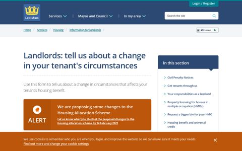 Landlords: tell us about a change in your ... - Lewisham Council