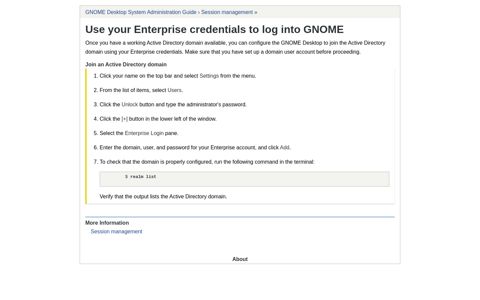 Use your Enterprise credentials to log into GNOME