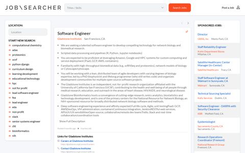 Software Engineer | San Francisco, CA | Gladstone Institutes