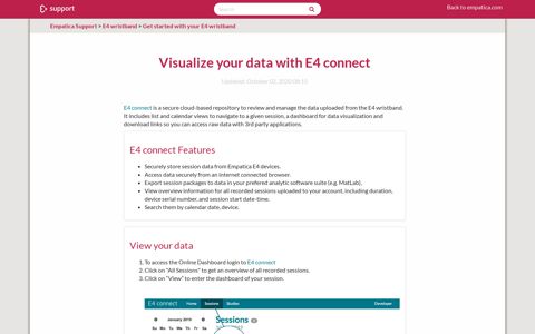 Visualize your data with E4 connect – Empatica Support