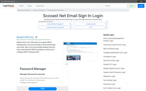 Sccoast Net Email Sign In - Email | HTC Inc. - LoginFacts