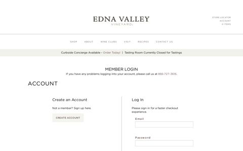 Member Login - Edna Valley Vineyard