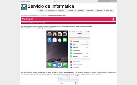 Connecting to Eduroam network on iOS - Servicio de Informática