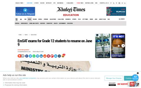 EmSAT exams for Grade 12 students to resume on June 9 ...
