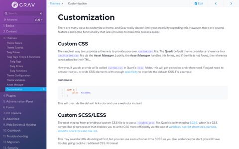 Customization | Grav Documentation